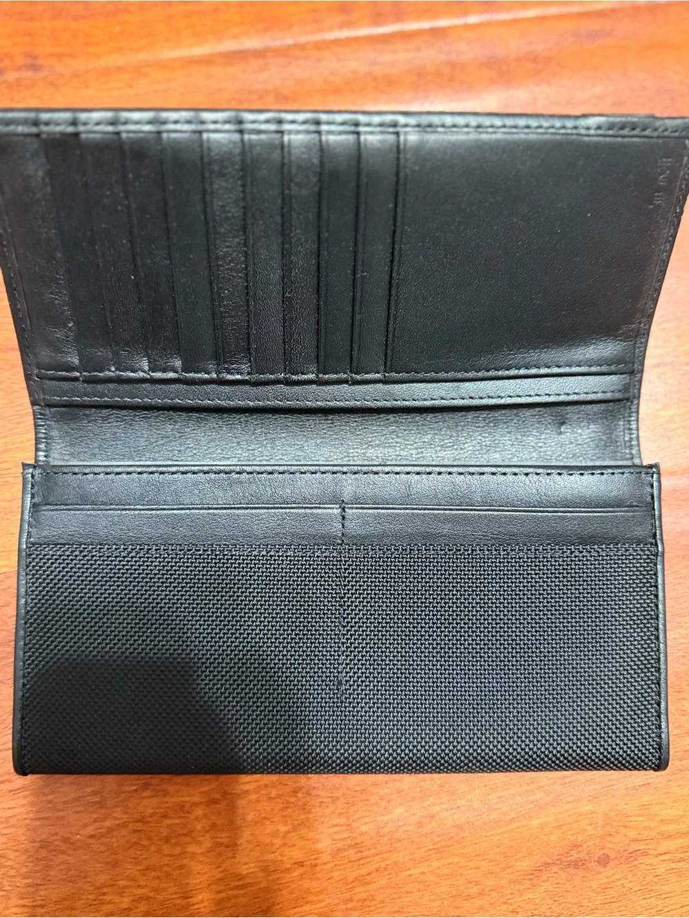 Tumi Black Nylon Continental long Wallet with Logo Leather Trim
